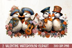 Valentines Day Mandarin Duck Couple, Christmas Clipart Product Image 1