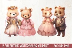 Cute Bear Love Couple Valentine Clipart, Valentines Clipart Product Image 1