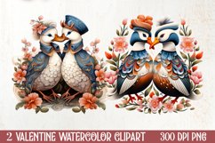 Valentines Day Mandarin Duck Couple, Christmas Clipart Product Image 1