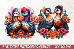 Valentines Day Mandarin Duck Couple, Christmas Clipart Product Image 1