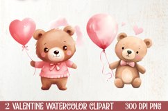 Little Bear Valentine Clipart, Valentines PNG Product Image 1