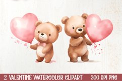 Little Bear Valentine Clipart, Valentines PNG Product Image 1