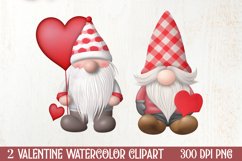 Gnome Watercolor Valentines Clipart, Valentines Clipart Product Image 1