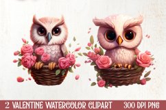 Owl Valentines Day Sublimation Clipart, Christmas Clipart Product Image 1