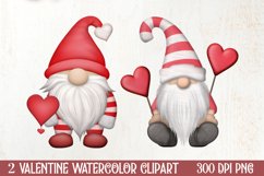 Gnome Watercolor Valentines Clipart, Valentines Clipart Product Image 1