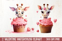 Giraffe Loves Cupcake Valentine Clipart Valentines Clipart Product Image 1