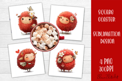 Valentines Day square coasters |love funny lamb sublimation Product Image 1