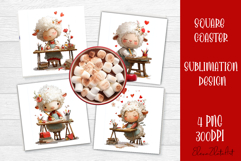 Valentines Day square coasters |love funny lamb sublimation Product Image 1
