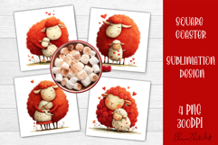 Valentines Day square coasters |love funny lamb sublimation Product Image 1