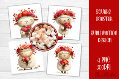 Valentines Day square coasters |love funny lamb sublimation Product Image 1