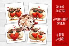 Valentines Day square coasters |love funny lamb sublimation Product Image 1
