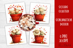 Valentines Day square coasters |love funny lamb sublimation Product Image 1