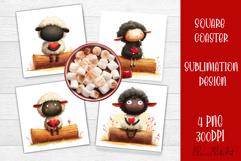 Valentines Day square coasters |love funny lamb sublimation Product Image 1