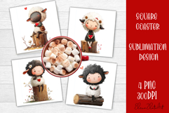 Valentines Day square coasters |love funny lamb sublimation Product Image 1