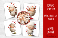 Valentines Day square coasters |love funny lamb sublimation Product Image 1