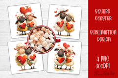 Valentines Day square coasters |love funny lamb sublimation Product Image 1
