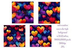 Valentine&#039;s Day, Colorful Neon Hearts, Seamless Patterns, s1 Product Image 2