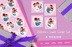Couple in Valentines Day with Love Shape for Sticker Set Product Image 1