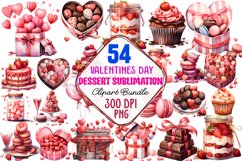 Valentines Day Dessert Clipart Bundle, Watercolor Valentine&#039;s Day Dessert Clipart, Valentines Day Dessert Clipart, Valentine Dessert Clipart, Valentine Dessert Sublimation, Valentine Dessert Watercolor Clipart
