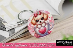 Valentine&#039;s Day Dog Keychain Round Sublimation Design