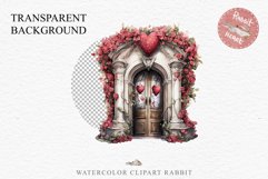 Valentines Day Floral Door Roses Flowers Victorian Love PNG Vintage Transparent Print junk journal collage  scrapbooking designs sublimation printable watercolor antique Floral Door Valentine Day Wedding flowers, fantasy Victorian Vintage Love