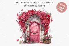 Valentines Day Floral Door Roses Flowers Victorian Love PNG Vintage Transparent Print junk journal collage  scrapbooking designs sublimation printable watercolor antique Floral Door Valentine Day Wedding flowers, fantasy Victorian Vintage Love