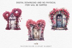 Valentine&#039;s Day Floral Door Roses Flowers Victorian Love PNG Vintage Transparent Print junk journal collage scrapbooking designs sublimation printable files  watercolor antique Floral Door Valentine Day Wedding flowers, fantasy Victorian Vintage Love