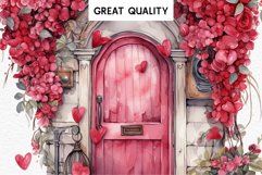 Valentine&#039;s Day Floral Door Roses Flowers Victorian Love PNG Vintage Transparent Print junk journal collage scrapbooking designs sublimation printable files  watercolor antique Floral Door Valentine Day Wedding flowers, fantasy Victorian Vintage Love