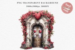 Valentines Day Floral Door Roses Flowers Victorian Love PNG Vintage Transparent Print junk journal collage  scrapbooking designs sublimation printable watercolor antique Floral Door Valentine Day Wedding flowers, fantasy Victorian Vintage Love
