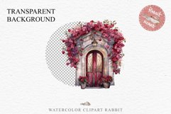 Valentines Day Floral Door Roses Flowers Victorian Love PNG Vintage Transparent Print junk journal collage  scrapbooking designs sublimation printable watercolor antique Floral Door Valentine Day Wedding flowers, fantasy Victorian Vintage Love