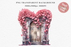Valentines Day Floral Door Roses Flowers Victorian Love PNG Vintage Transparent Print junk journal collage  scrapbooking designs sublimation printable watercolor antique Floral Door Valentine Day Wedding flowers, fantasy Victorian Vintage Love
