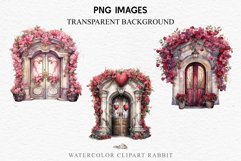 Valentine&#039;s Day Floral Door Roses Flowers Victorian Love PNG Vintage Transparent Print junk journal collage scrapbooking designs sublimation printable files  watercolor antique Floral Door Valentine Day Wedding flowers, fantasy Victorian Vintage Love