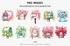 Valentine&#039;s Day Floral Mail Box Post Letter Roses Flowers PNG Vintage Transparent Print junk journal collage scrapbooking designs sublimation printable files  watercolor antique Floral Mail Box Post Letter Valentine Day Wedding flowers, fantasy Victorian