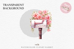 Valentines Day Floral Mail Box Post Letter Roses Flowers PNG Vintage Transparent Print junk journal collage scrapbooking designs sublimation printable files watercolor antique Floral Mail Box Post Letter Valentine Day Wedding flowers, fantasy Victorian