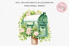 Valentines Day Floral Mail Box Post Letter Roses Flowers PNG Vintage Transparent Print junk journal collage scrapbooking designs sublimation printable files watercolor antique Floral Mail Box Post Letter Valentine Day Wedding flowers, fantasy Victorian