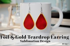 Foil Gold Earring, Teardrop Earring Sublimation Design 7 Product Image 1