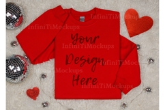 Valentines day Gildan 18000 Red sweatshirt mockup Product Image 1