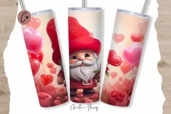 Cute Valentines Gnome Tumbler Wrap PNG | Valentine PNG Product Image 1