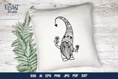 Valentine's Day Gnome with Hearts and Flowers SVG Cut File