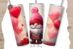 Cute Valentines Gnome Tumbler Wrap PNG | Valentine PNG Product Image 1