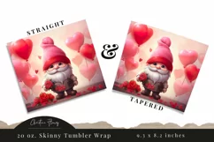 Cute Valentines Gnome Tumbler Wrap PNG | Valentine PNG Product Image 3