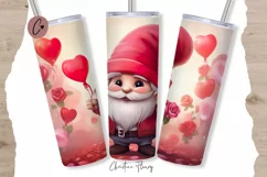 Cute Valentines Gnome Tumbler Wrap PNG | Valentine PNG Product Image 1