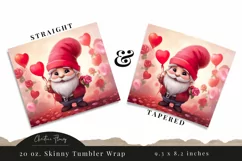 Cute Valentines Gnome Tumbler Wrap PNG | Valentine PNG Product Image 3