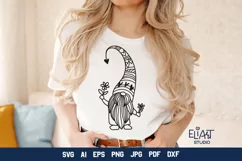 Valentine's Day Gnome with Hearts and Flowers SVG Cut File