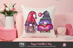 Happy Valentines Day Gnome Couple Sublimation Design, Valentine Clipart, Love Png, Hearts Png