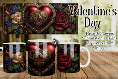 Valentine's Day Heart Mug, Sublimation Valentine Wrap, d13 Product Image 1