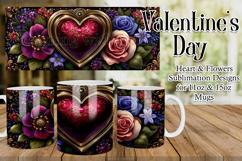 Valentine's Day Heart Mug, Sublimation Valentine Wrap, d15 Product Image 1