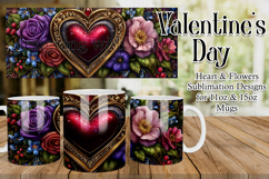 Valentine's Day Heart Mug, Sublimation Valentine Wrap, d18 Product Image 1