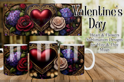 Valentine's Day Heart Mug, Sublimation Valentine Wrap, d19 Product Image 1