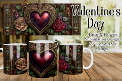 Valentine's Day Heart Mug, Sublimation Valentine Wrap, d25 Product Image 1